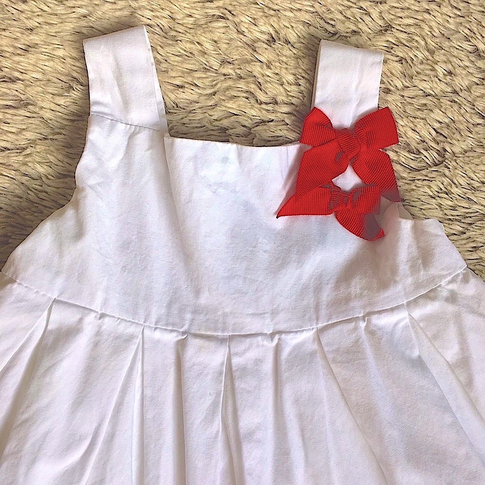Nautical/Patriotic Red White and Blue Stripe Dress w Red Bows•Like New - Picture 2 of 4